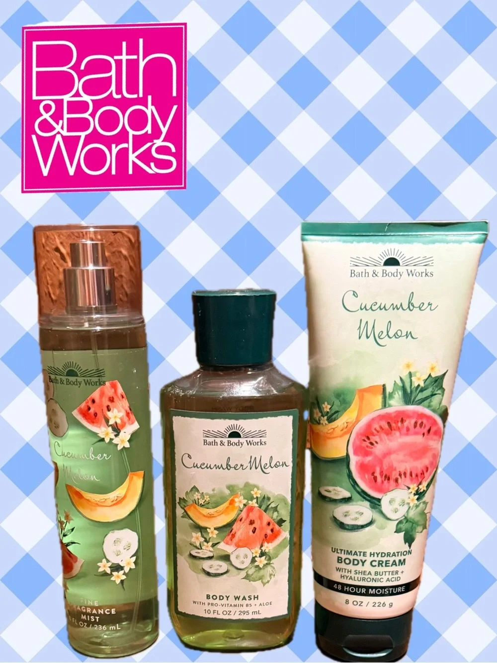 BATH & BODY WORKS 3 pc Bundle - Cucumber Melon